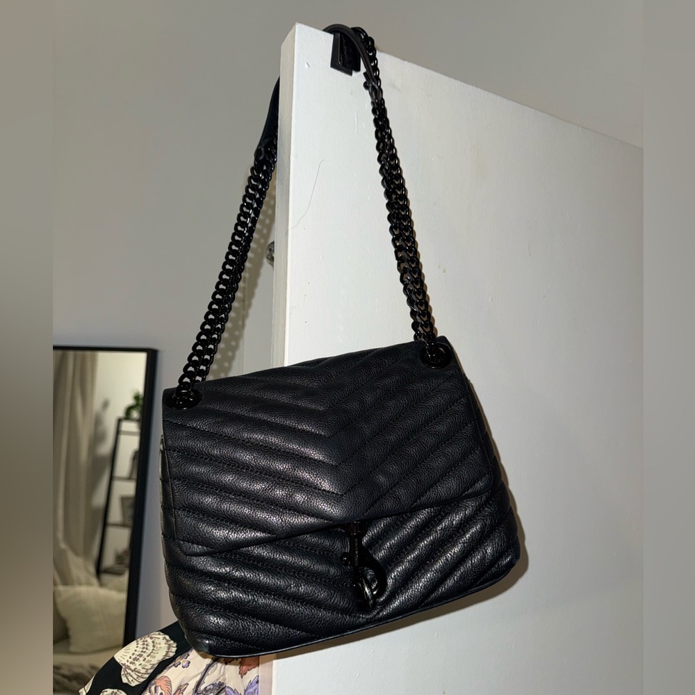 Rebecca Minkoff Black Quilted Shoulder Bag with Chain Strap